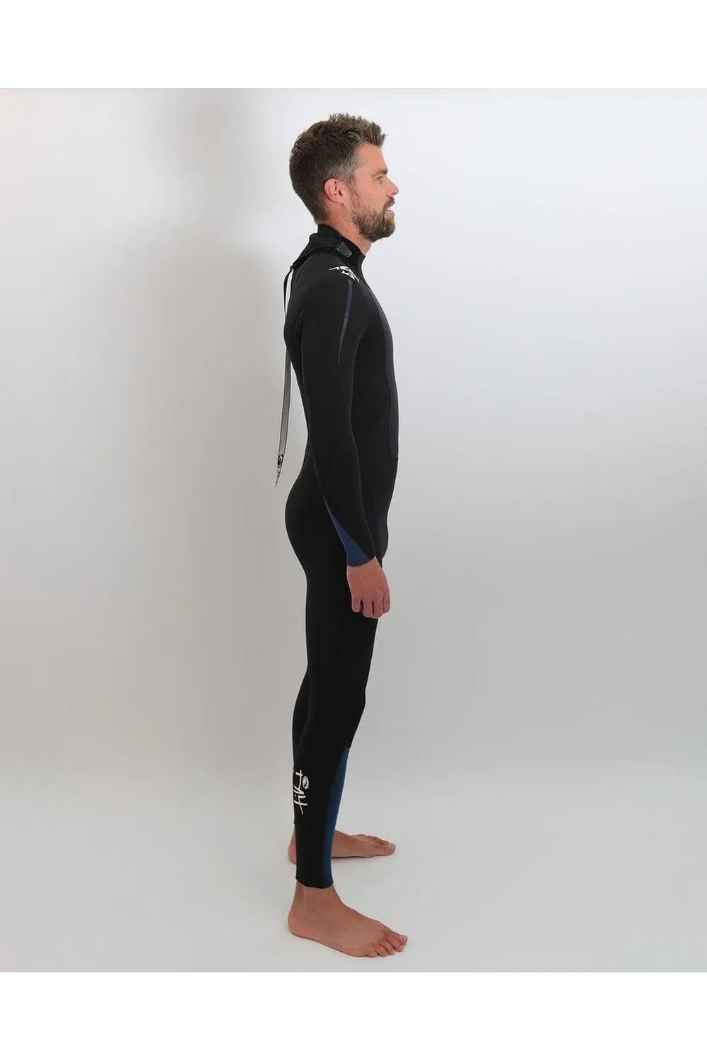 Tiki Mens Tech 4/3 GBS Wetsuit - Back Zip - Black/Blue