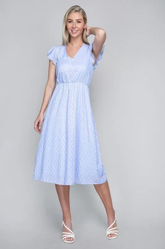 V Neck Embroidered Eyelet Dress