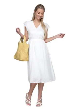 V Neck Embroidered Eyelet Dress
