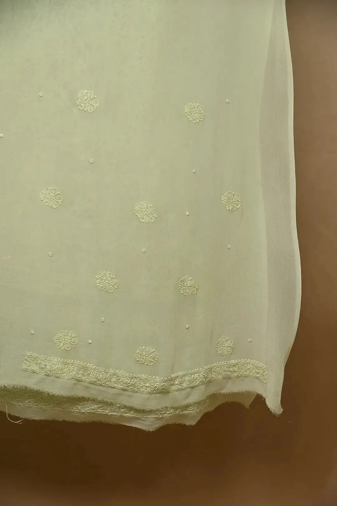 Viscose Chikankari Length with Dupatta - Sheen Green