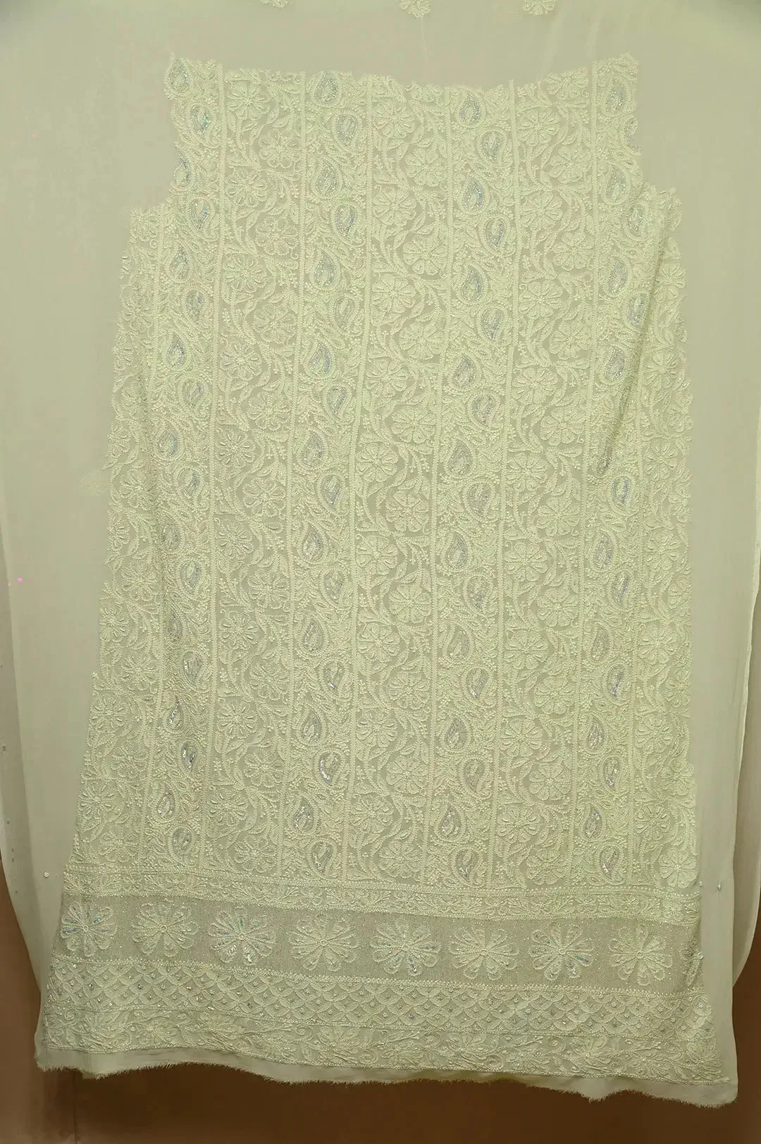 Viscose Chikankari Length with Dupatta - Sheen Green