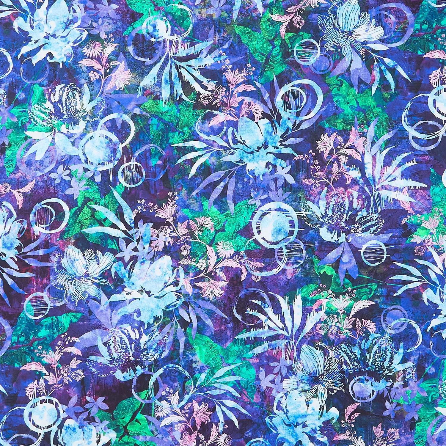 Wild Vista - Floral Midnight Purple Yardage