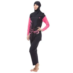 WOMEN'S FULL BODY TWO-PIECE SWIMSUIT - ABIR COVER UP - BLACK
