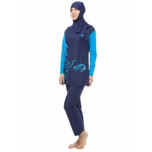 WOMEN'S FULL BODY TWO-PIECE SWIMSUIT - ABIR COVER UP - NAVY
