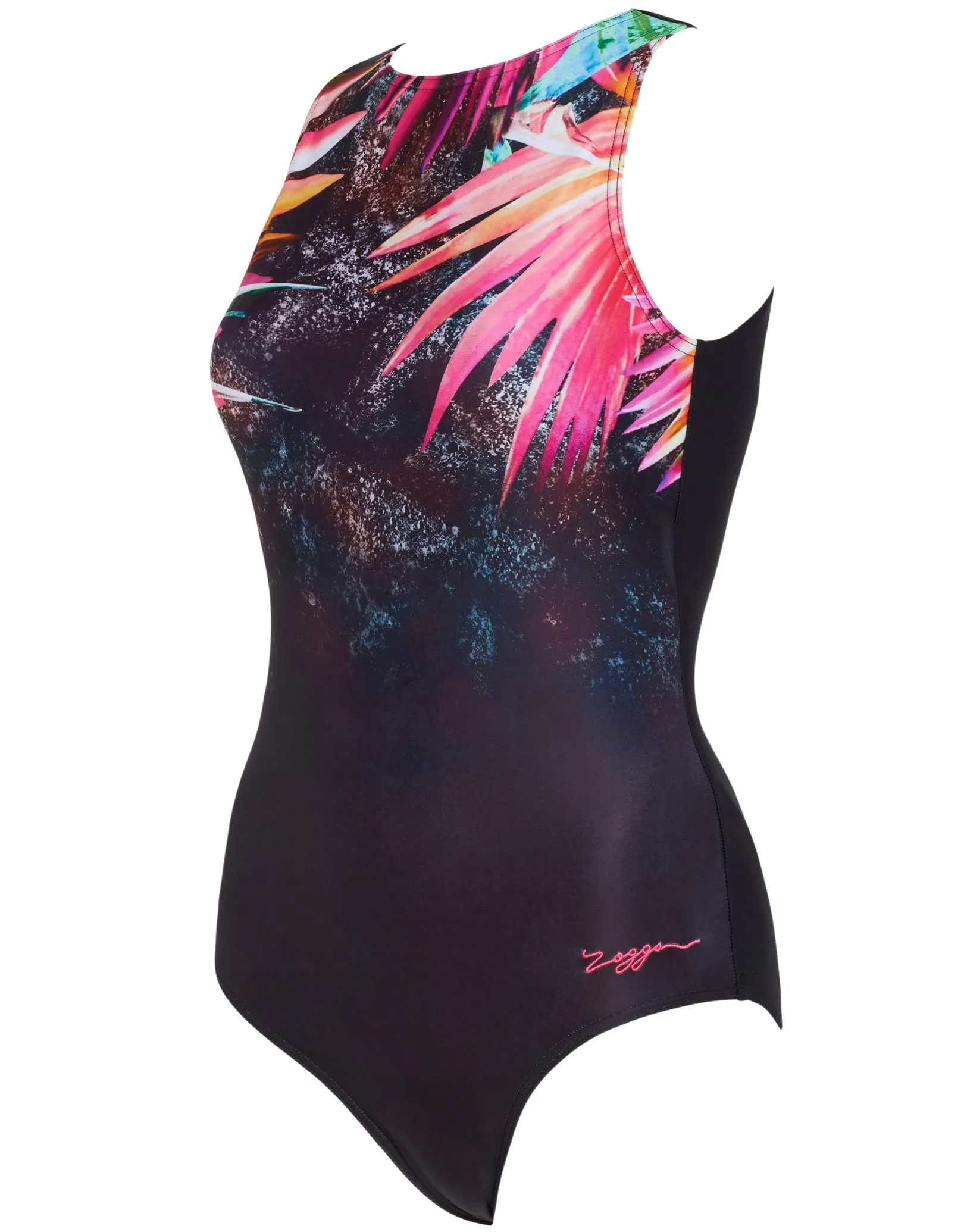 Zoggs Savannah High Front Swimsuit - Black/Pink