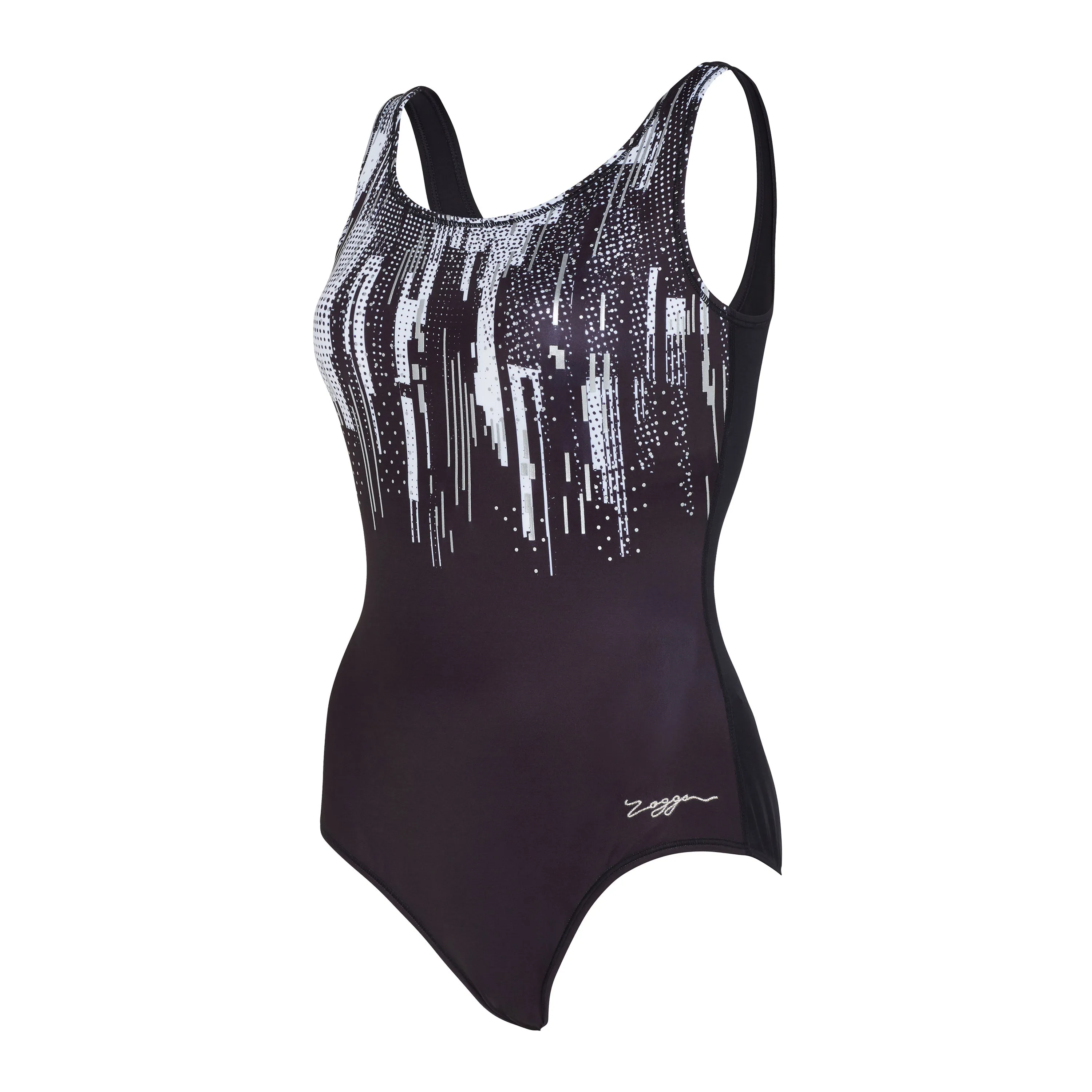 Zoggs Shimmer Scoopback Swimsuit - Black/White